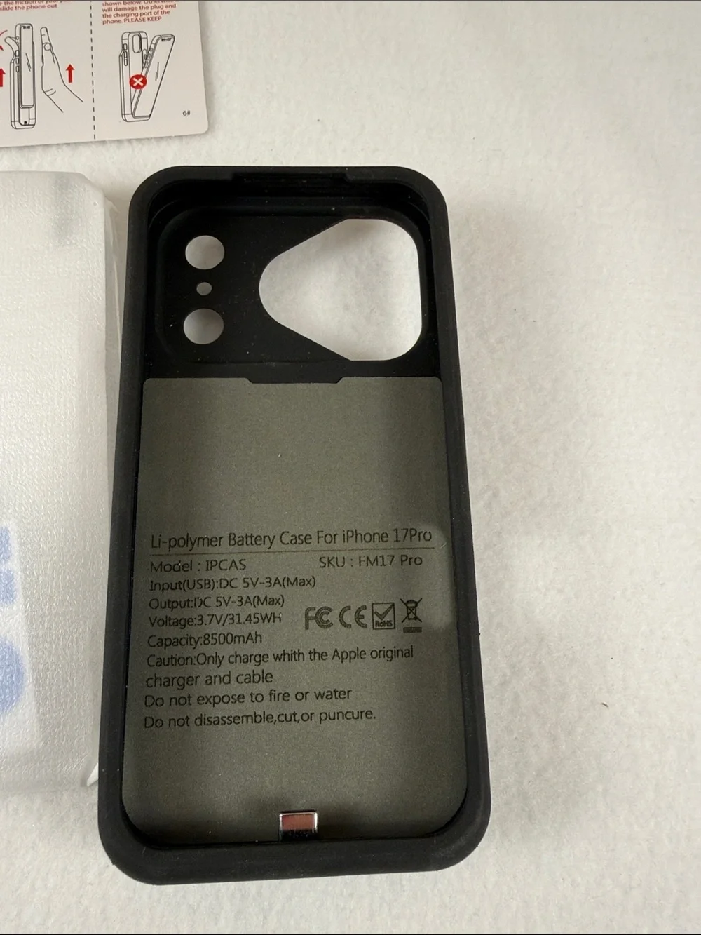 Slim Protective Battery Charger Case 8500mAh - White